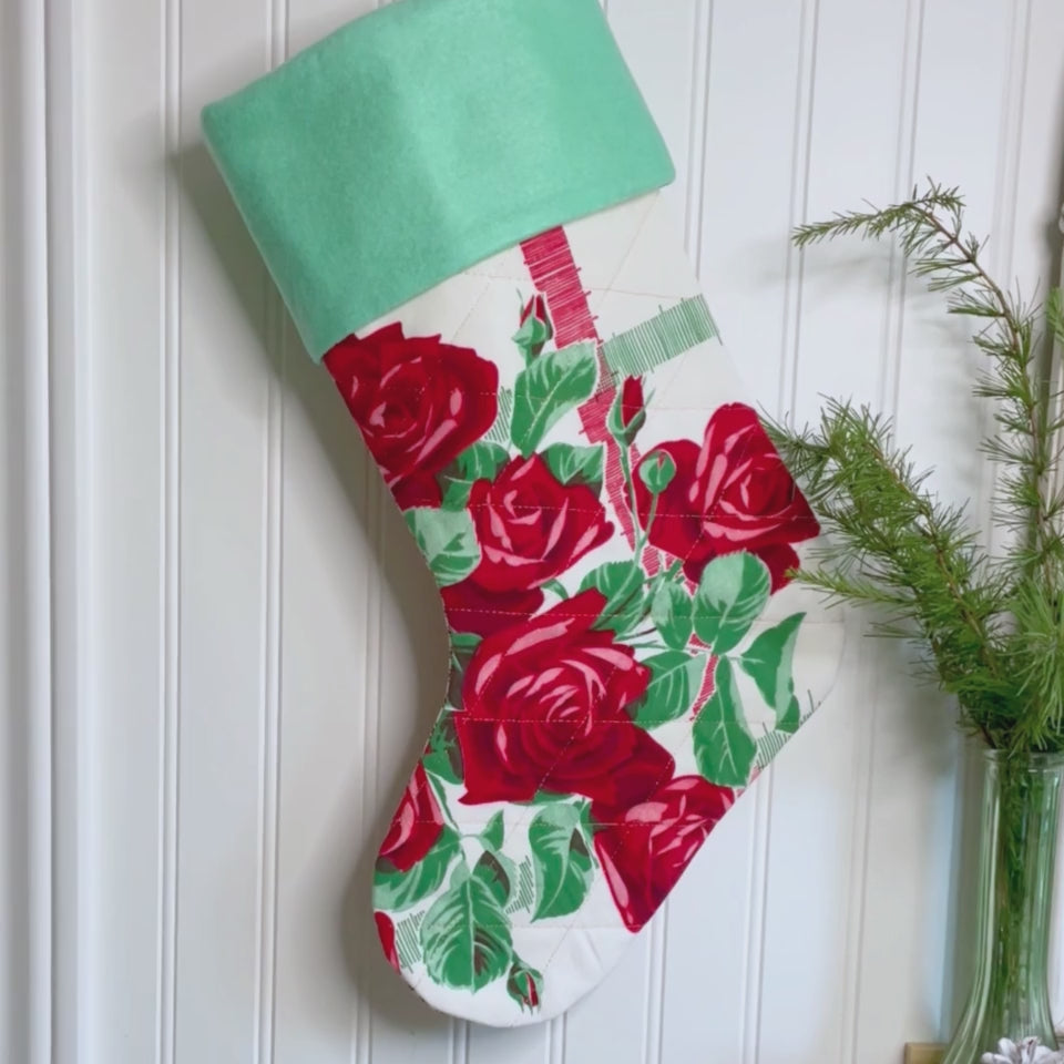 Handmade Christmas Stocking - Vintage Roses