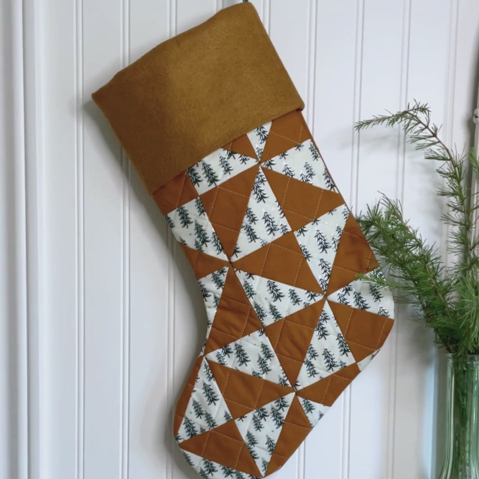 Handmade Christmas Stocking - Gingerbread Fir Patch