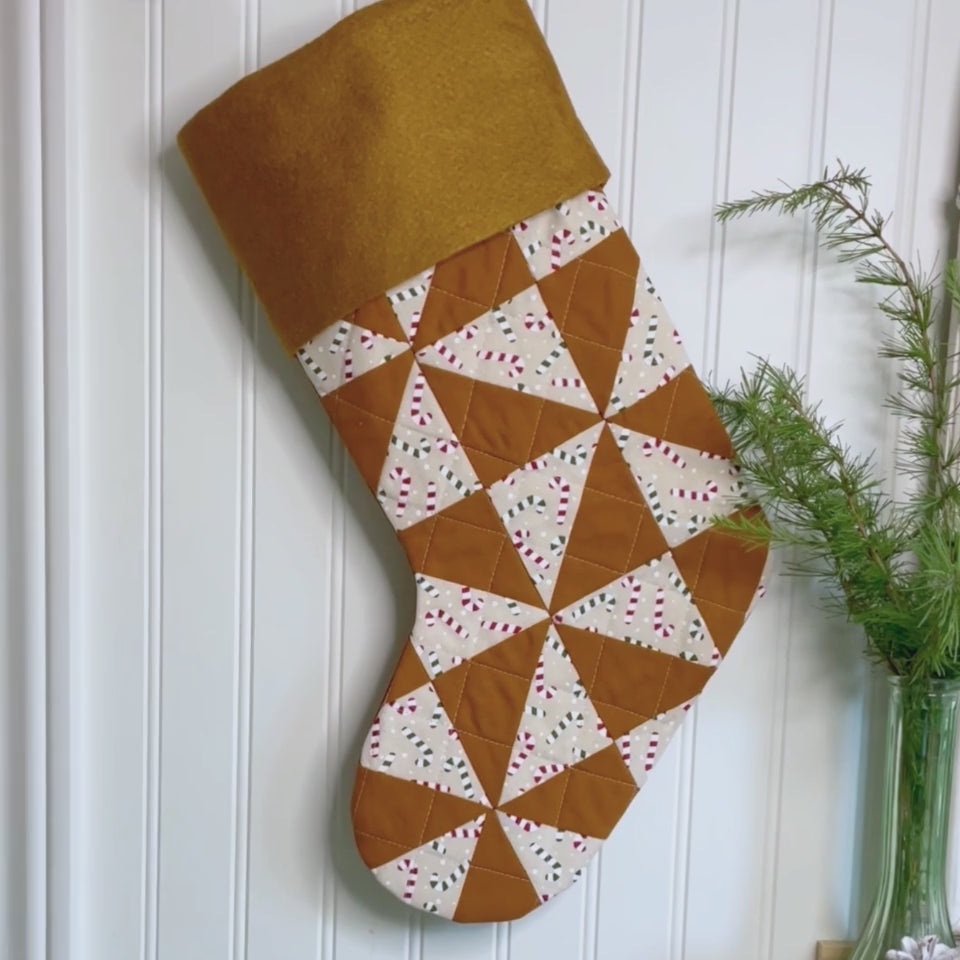 Handmade Christmas Stocking - Gingerbread Candy Cane