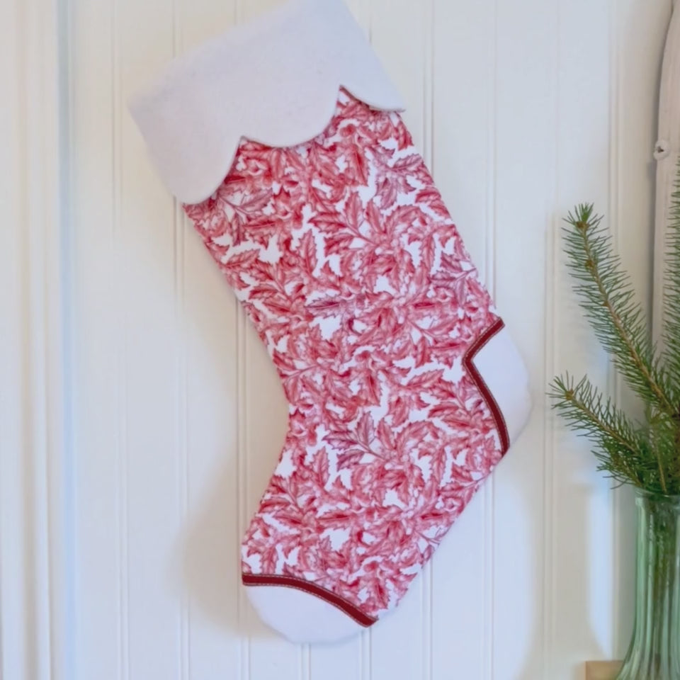 Handmade Christmas Stocking - Red Holly