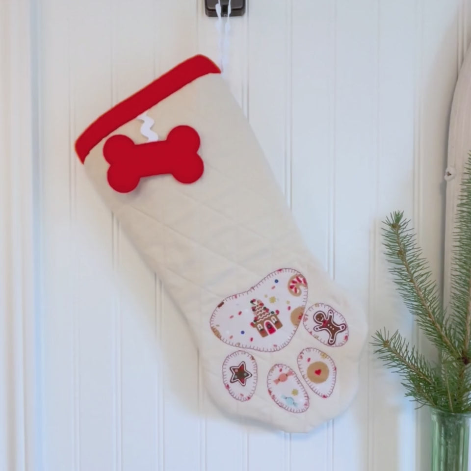 Quilted Patchwork Pet Christmas Stocking - Christmas Cookies