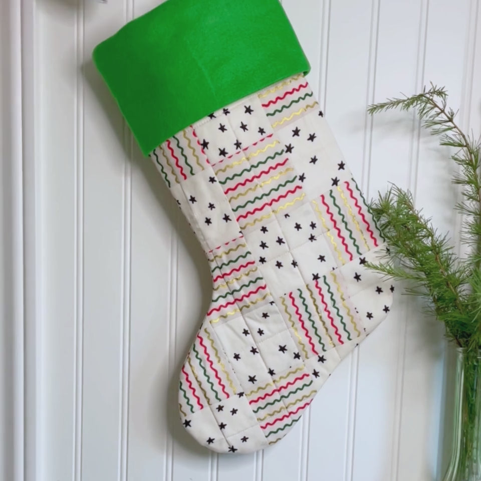 Handmade Christmas Stocking - Squiggles & Stars