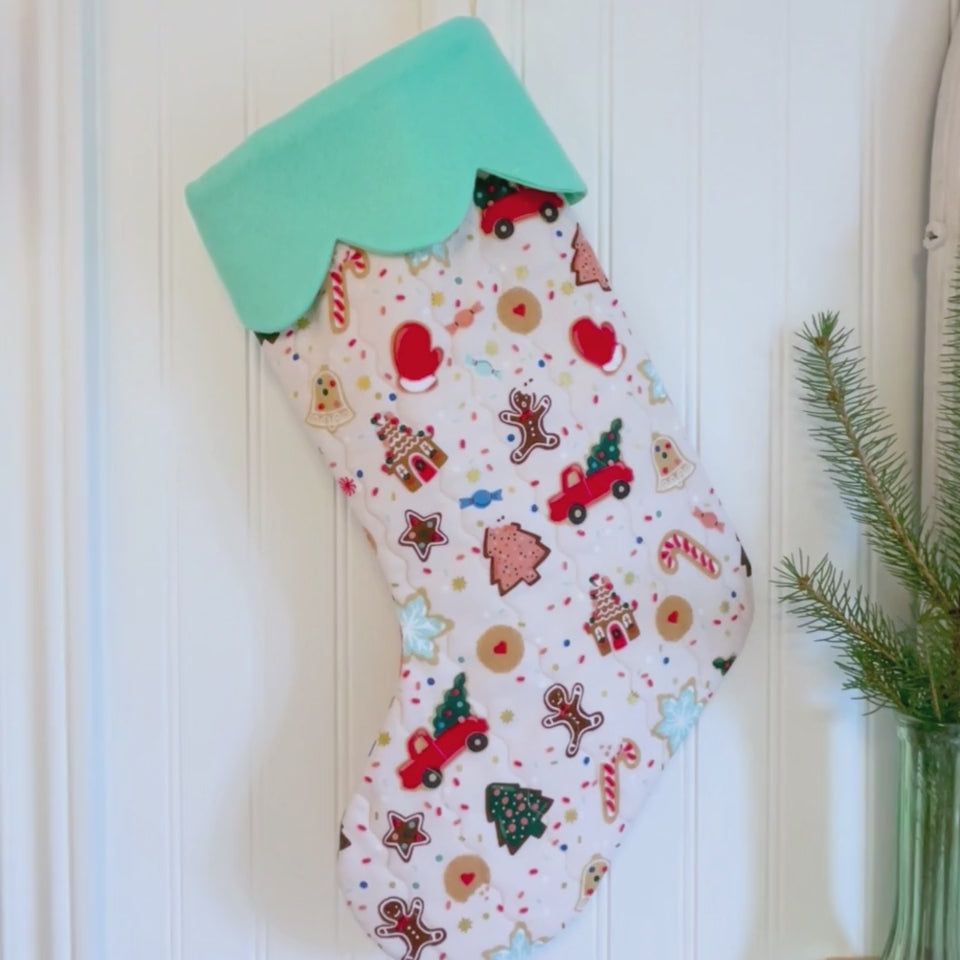 Quilted Christmas Stocking - Christmas Cookies